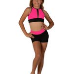 Two-Tone Booty Short Black/Neon Pink front view