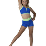 Two-Tone Booty Short Cobalt Crush/Luminous Green front view