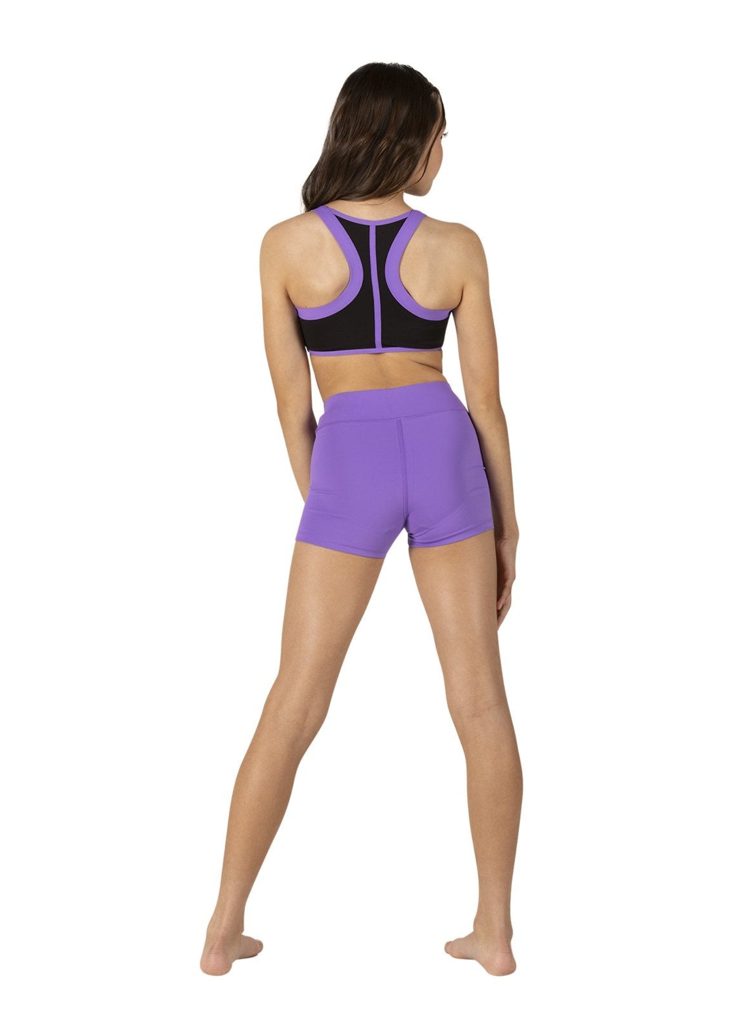 Two-Tone Halter Top Black/Bright Lavender back view