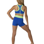 Two-Tone Halter Top Cobalt Crush/Luminous Green back view