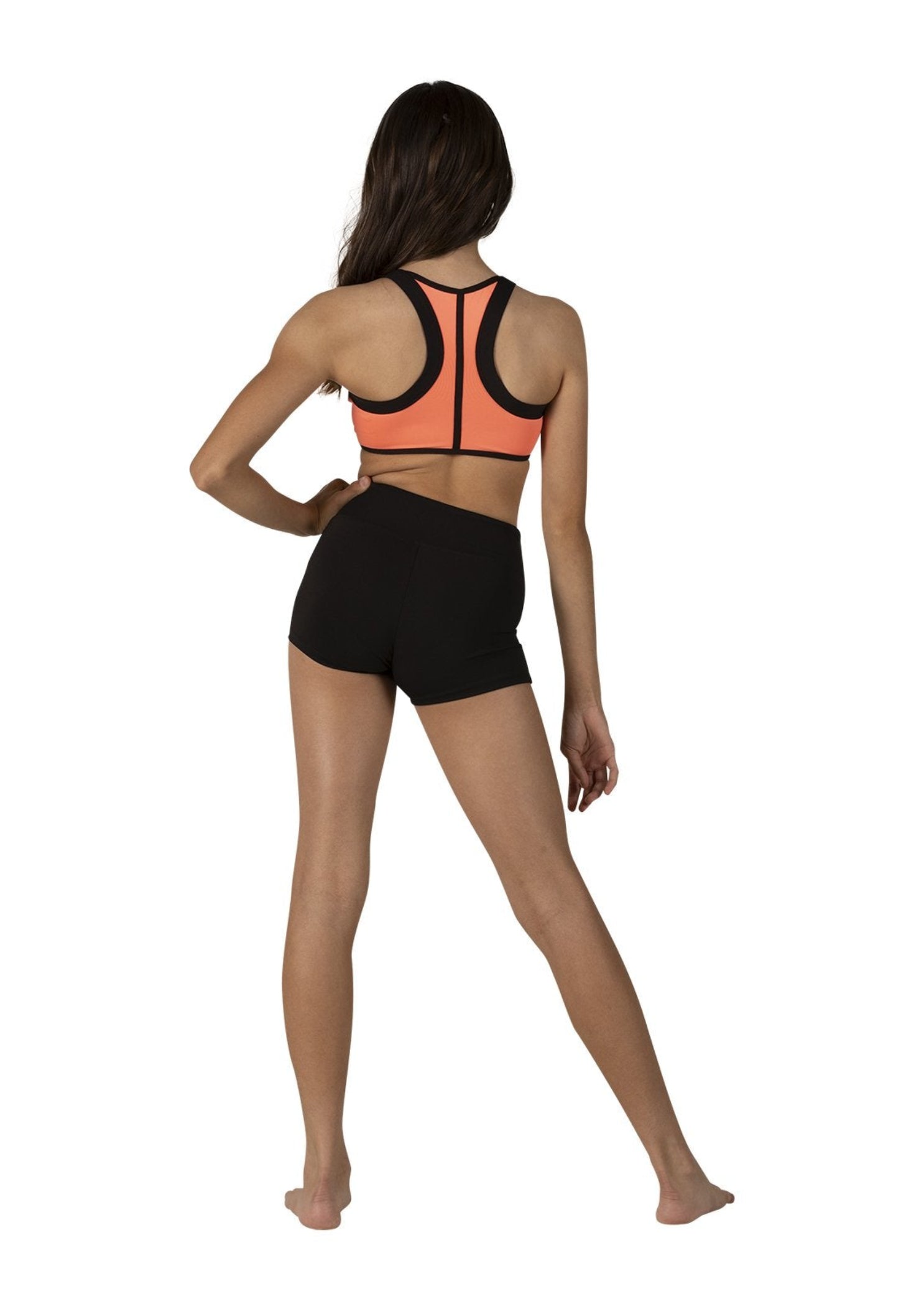 Two-Tone Halter Top Coral Blast/Black back view