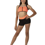 Two-Tone Halter Top Coral Blast/Black front view