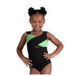 Two-Tone Tank Leotard Black & Luminous Green front view