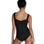 Two-Tone Tank Leotard Black back view