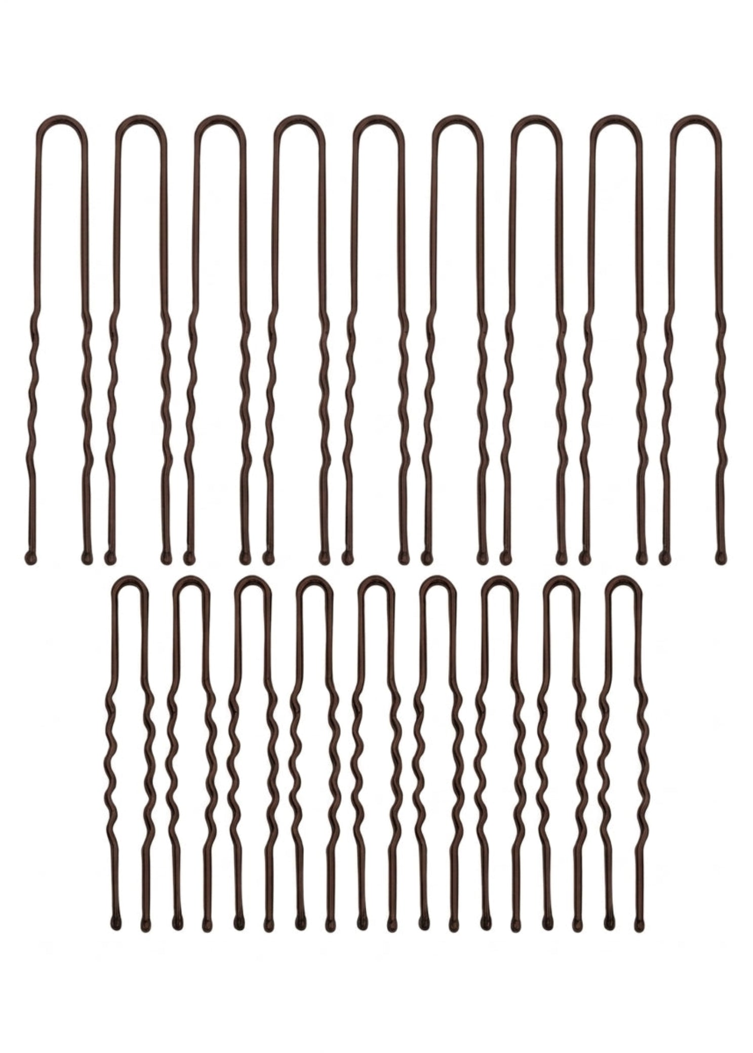 Kitsch U Pins in Brown, detail view showing bronze u-pin tips and shape