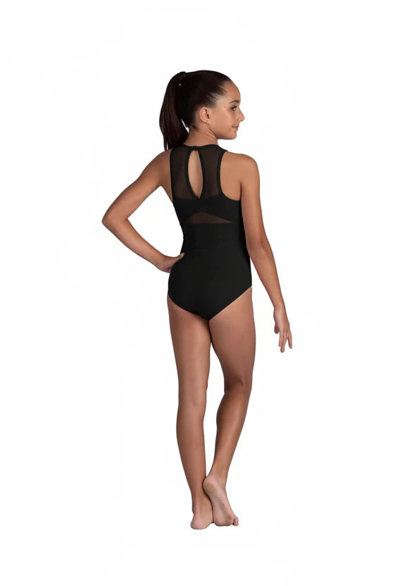 V-Mesh Tank Leotard Black back view