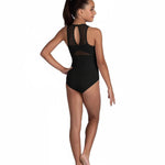 V-Mesh Tank Leotard Black back view