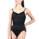 V-Neck Cami Leotard Black front view