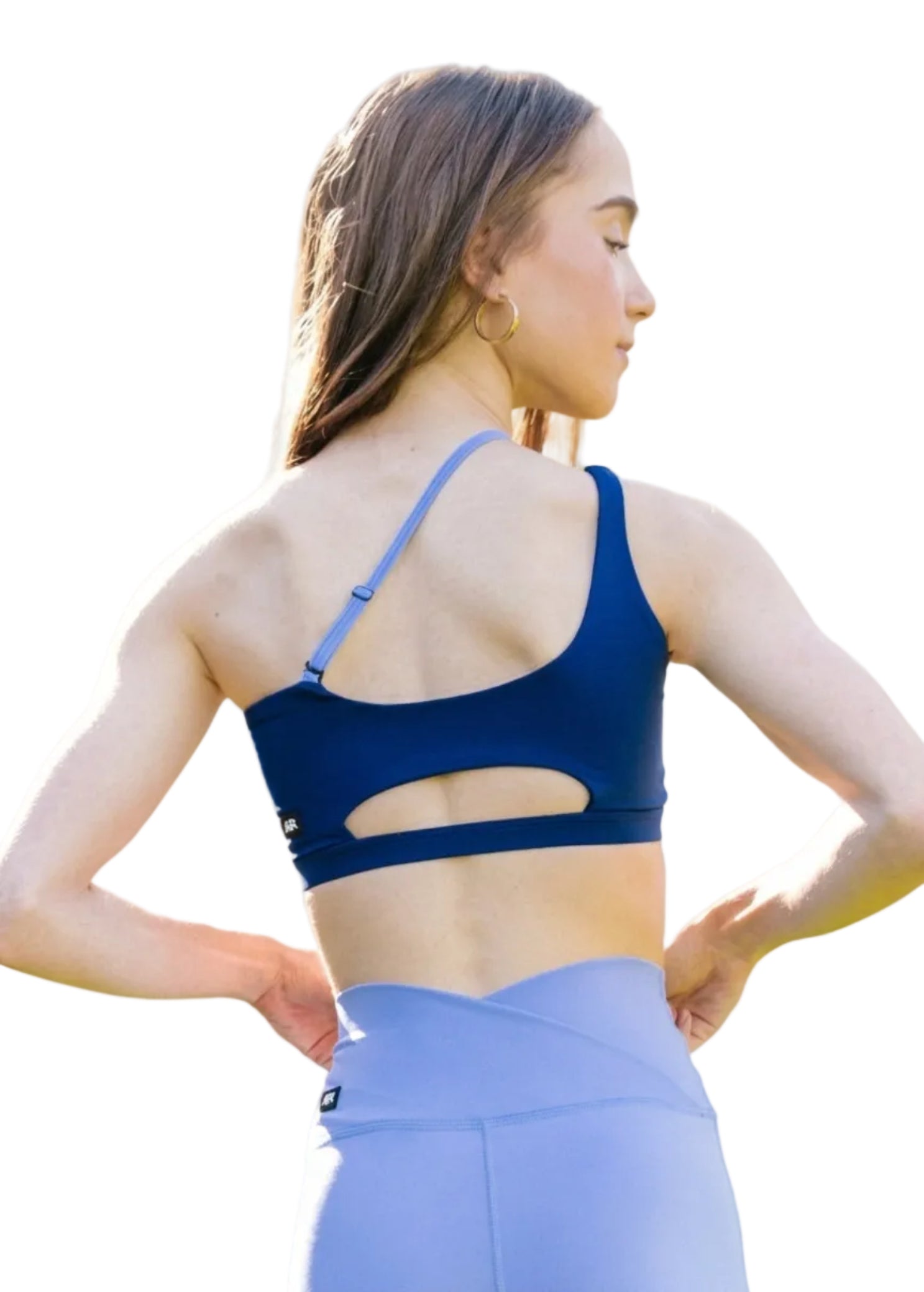 Tiger Friday Vita Crop in Starlight, back view showing curved cutout and convertible strap