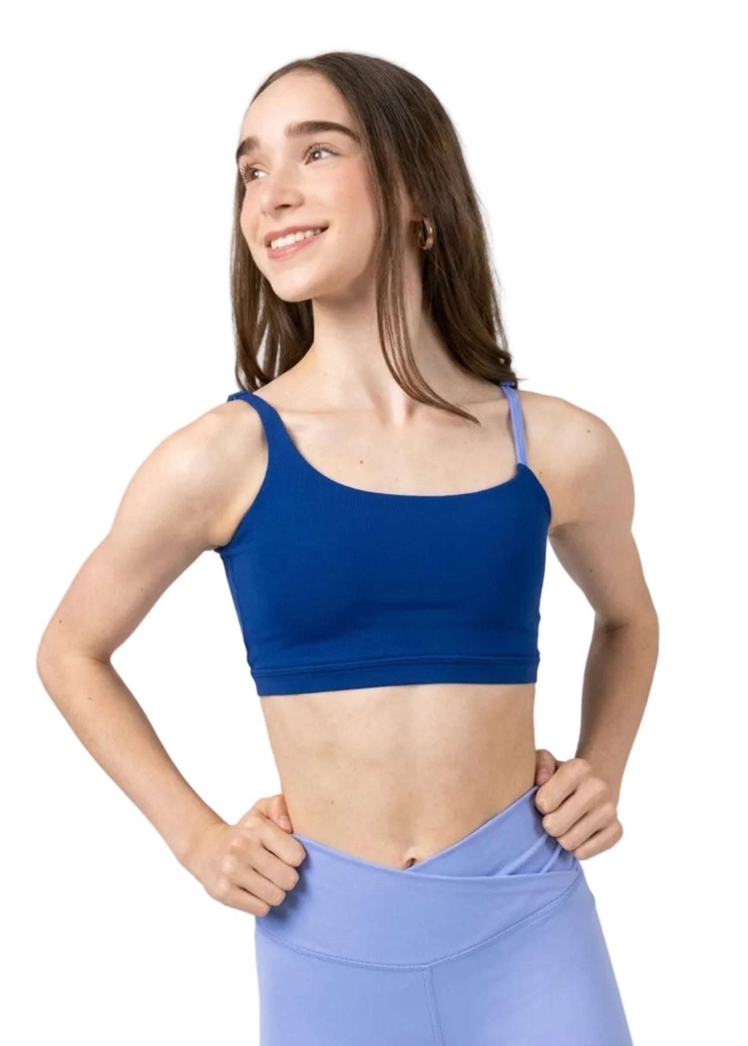 Tiger Friday Vita Crop in Starlight, front view showing asymmetrical neckline and convertible strap