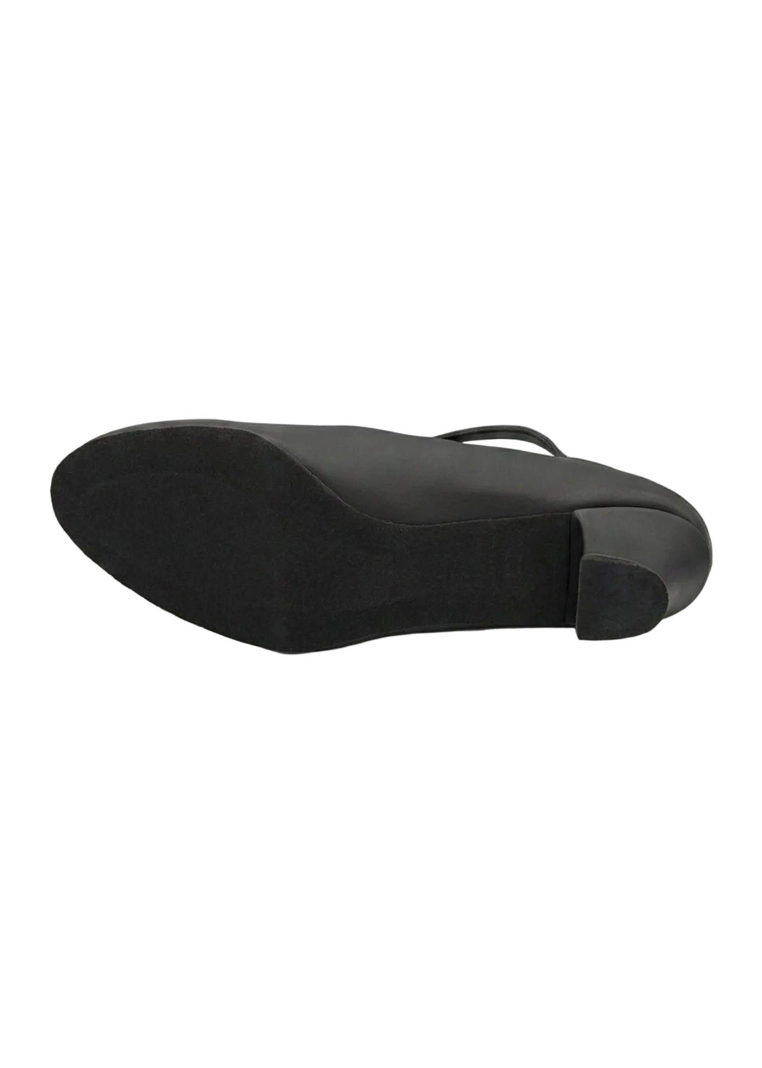 So Danca Artificial Leather Von Character Shoe in Black, bottom view showing microfiber sole and heel cap