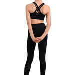 X-Back Crop Top Black back view