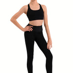 X-Back Crop Top Black front view