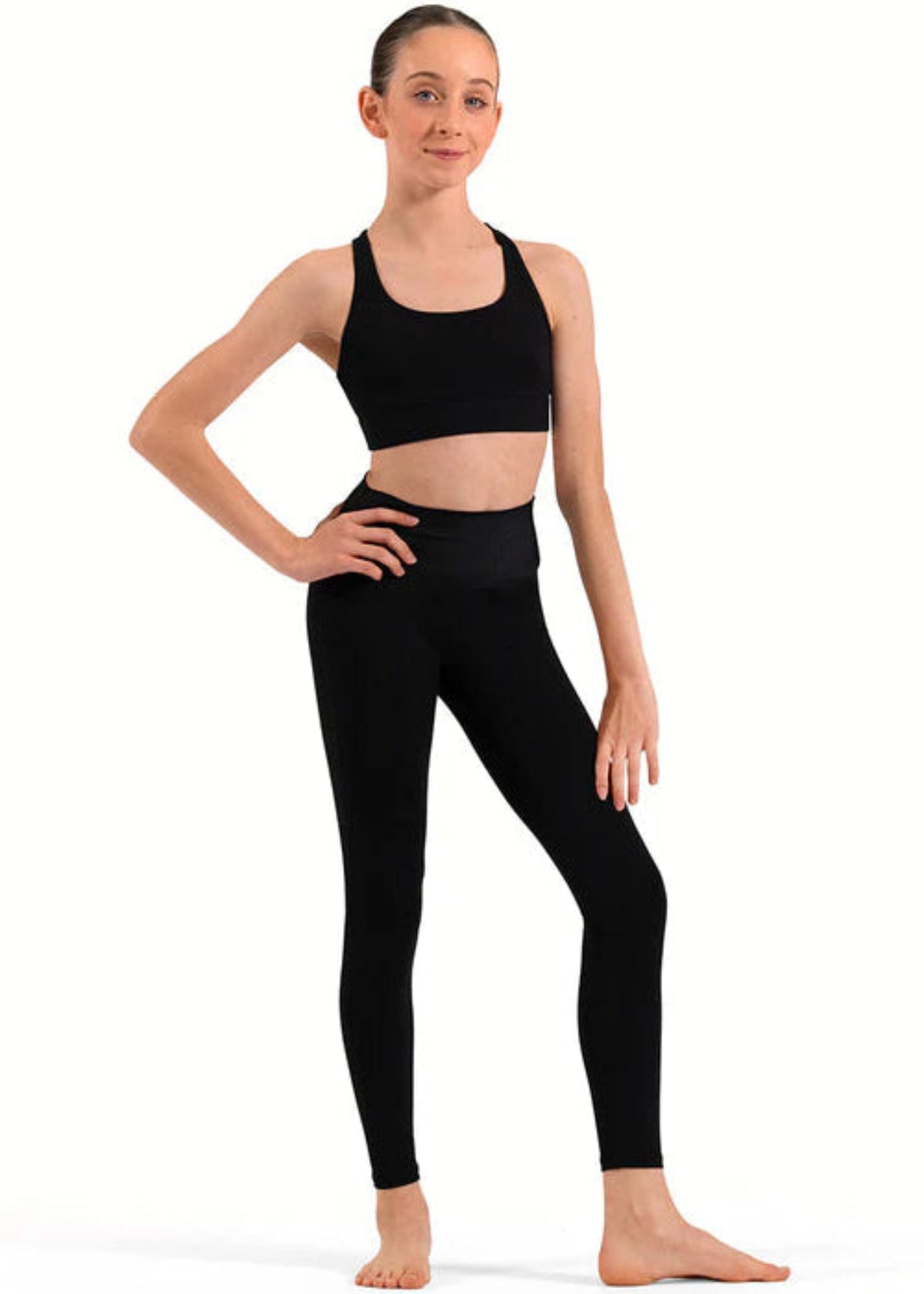 X-Back Crop Top Black front view