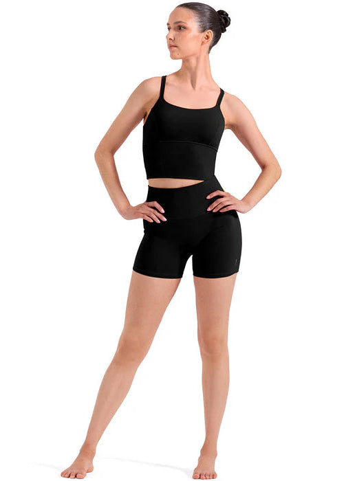 X-Back Crop Top Black front view