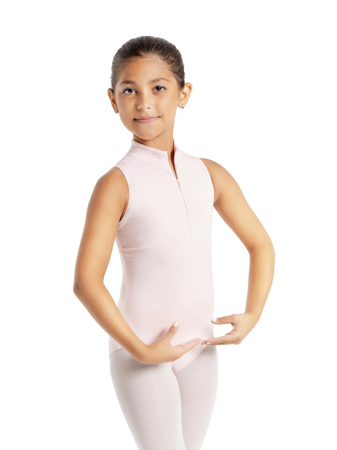 Zip Front Leotard Pink front view
