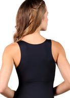 Zip Front Tank Leotard Black back view