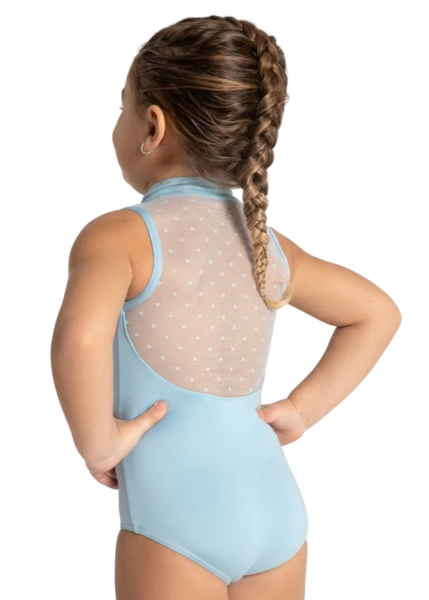 Zip Front Leotard Light Blue back view