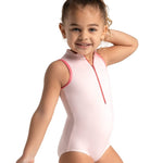 Zip Front Leotard Pink Flamingo front view
