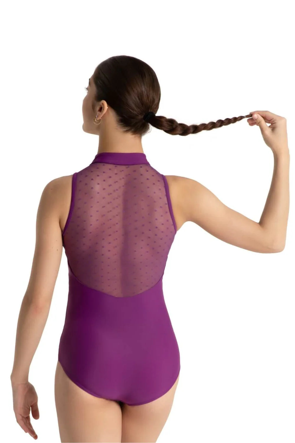 Zip Front Leotard Plum back view