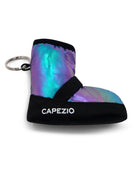 Iridescent mini dance bootie keychain with durable key ring