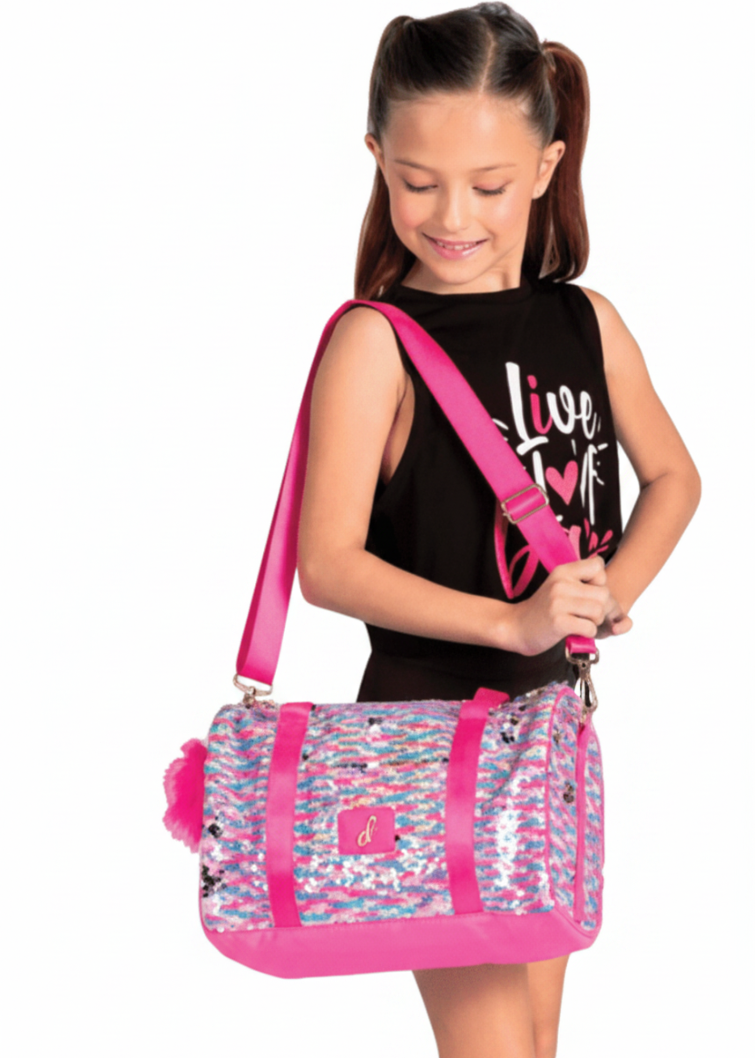 Glamour Glitz Sequin Duffel Pink lifestyle view