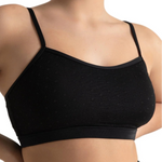 Spot On Mesh Overlay Bra Top Black front view