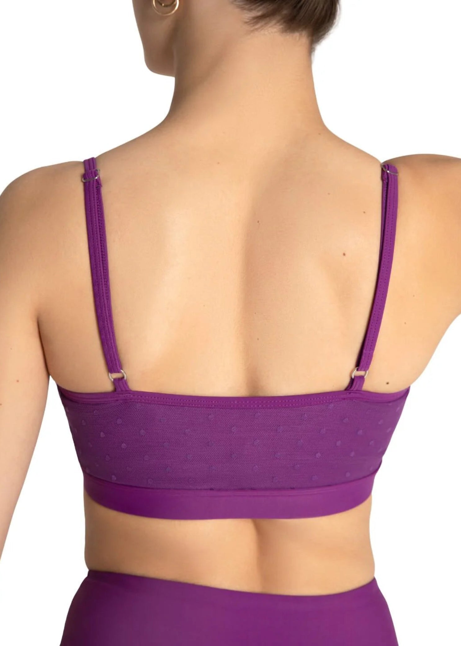 Spot On Mesh Overlay Bra Top Plum back view