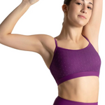 Spot On Mesh Overlay Bra Top Plum front view