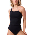 Allusion Asymmetrical Tank Black front view