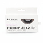 Capezio Polyester Performance Eye Lashes, front view showing reusable false lashes and glue in retail packaging