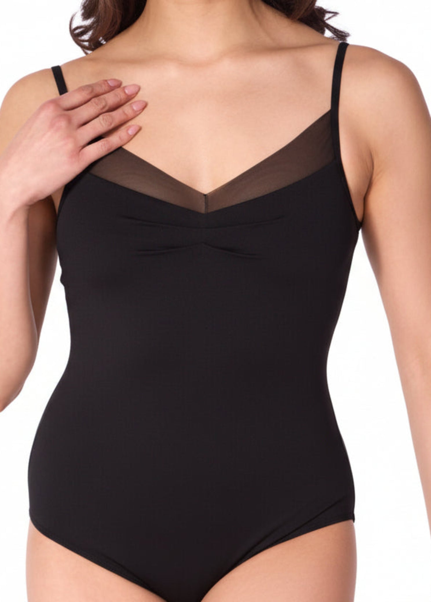 Anemola Cami Leotard Black front view