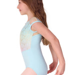 Pearl Cap Sleeve Leotard Turquiose side view