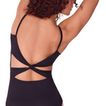 Twist Back Cami Leotard Black back view