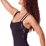 Lace Cami Leotard Black side view