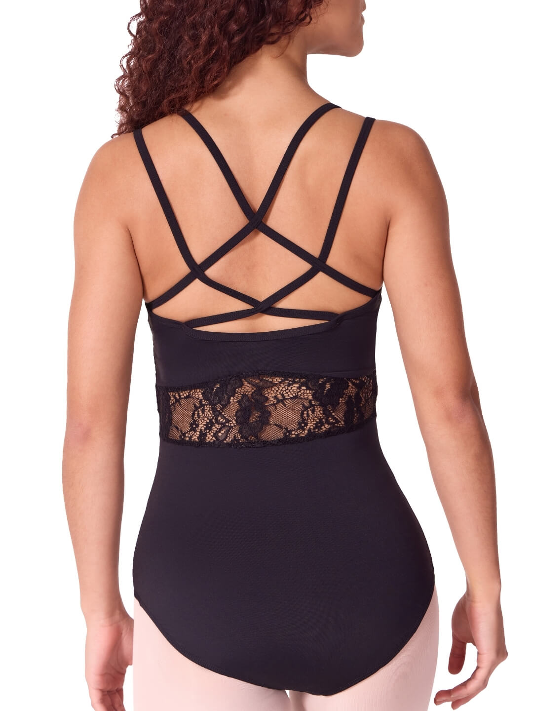 Lace Cami Leotard Black back view