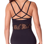 Lace Cami Leotard Black back view