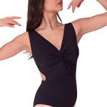 Twist Front Leotard Black front view
