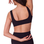 Twist Front Leotard Black back view