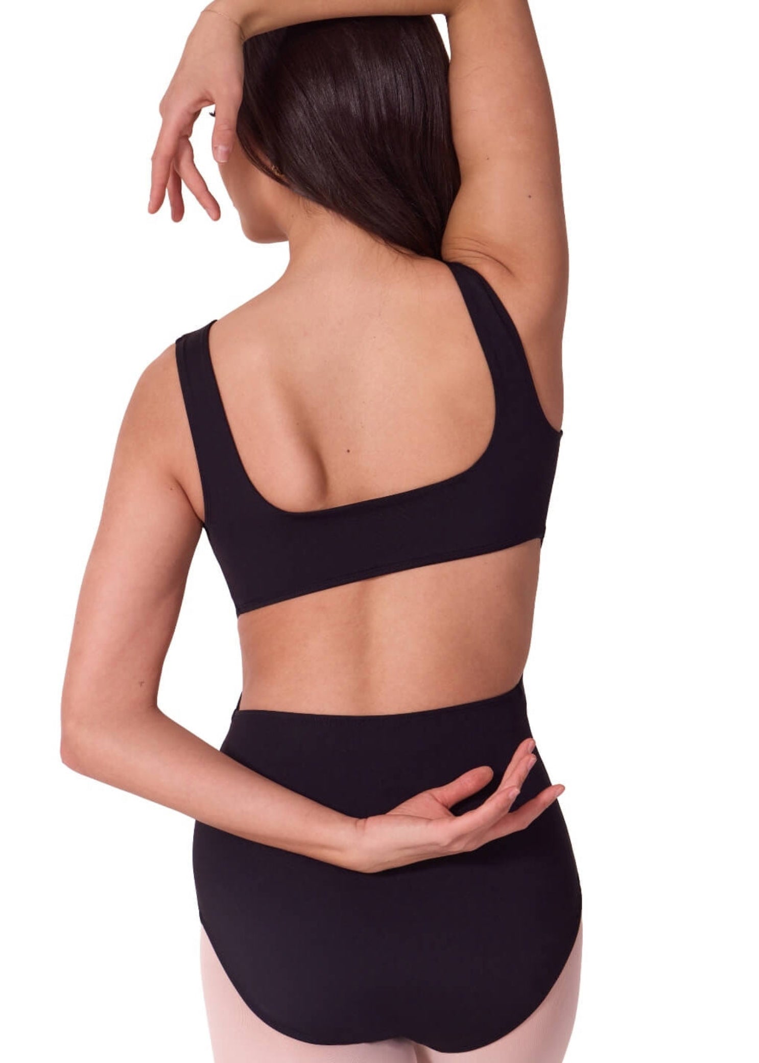 Twist Front Leotard Black back view
