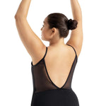 Mesh Back Cami Leotard Black back view