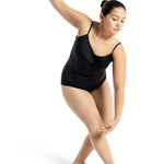 Mesh Back Cami Leotard Black front view