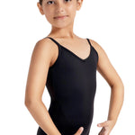 Mesh Back Camisole Leotard Black front view