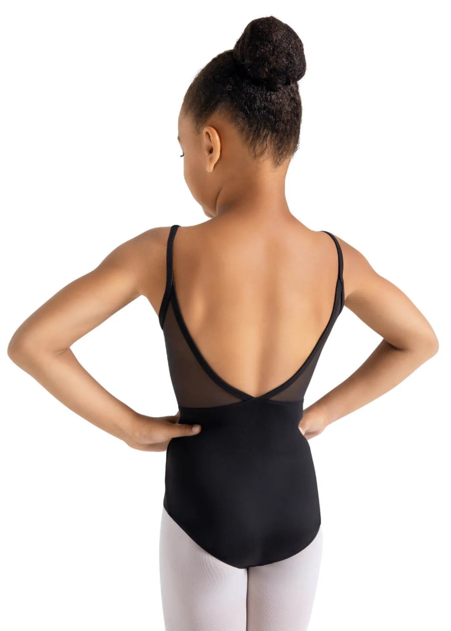 Mesh Back Camisole Leotard Black back view