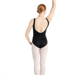 V Back Pinch Tank Leotard Black back view