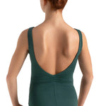 V Back Pinch Tank Leotard Hunter Green back view