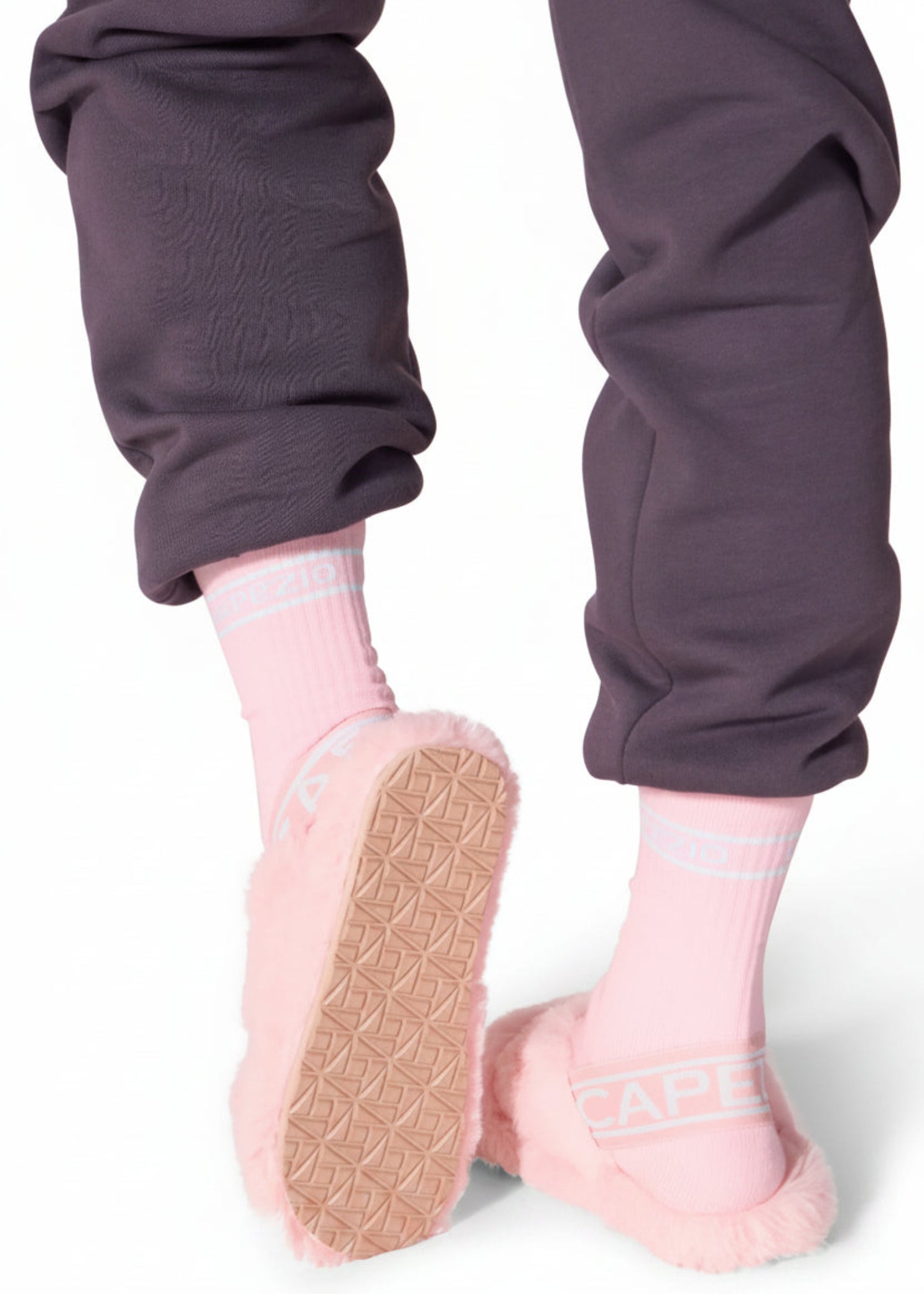 Varsity Plush Slipper pink back view