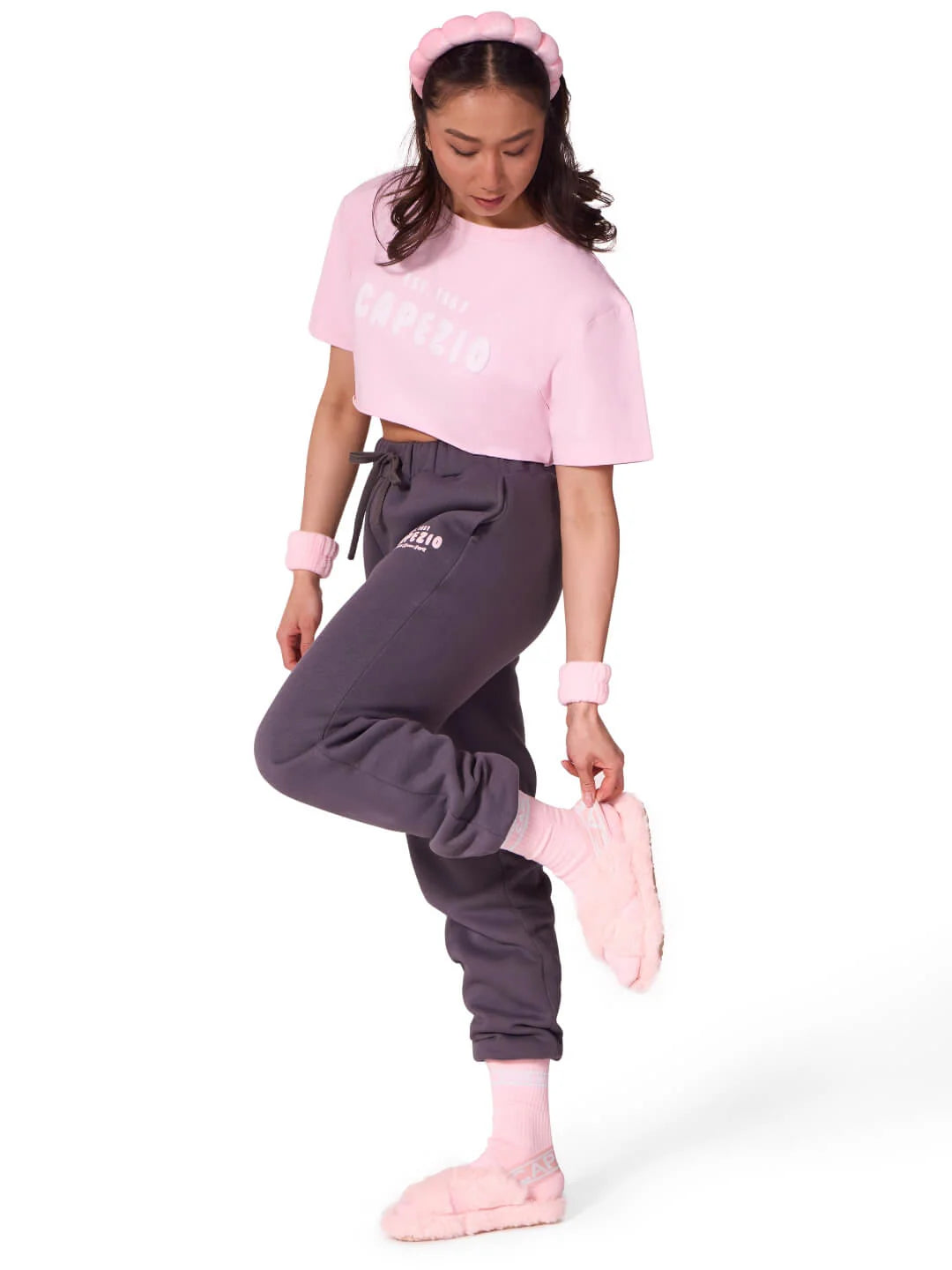 Varsity Plush Slipper pink lifestyle view