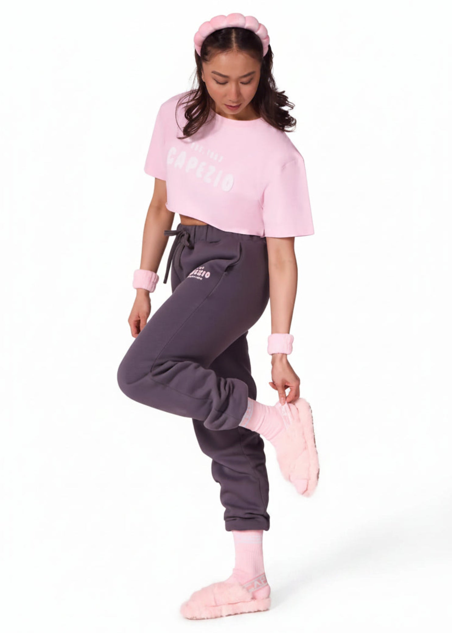 Varsity Plush Slipper pink lifestyle view