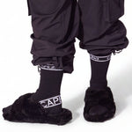 Varsity Plush Slipper black front view